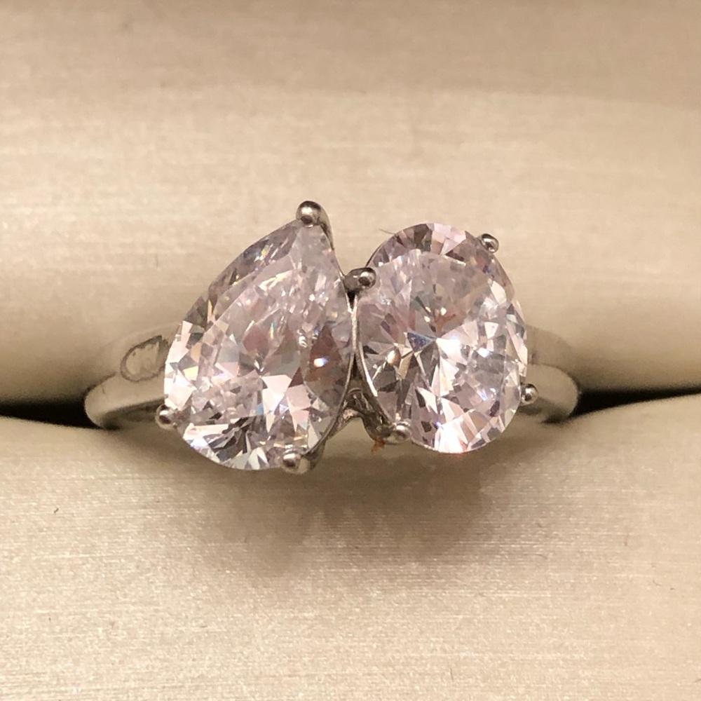 Sterling Silver Diamonelle 2 Stone Ring